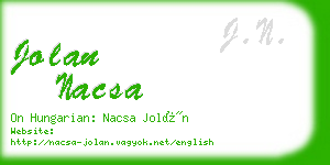 jolan nacsa business card